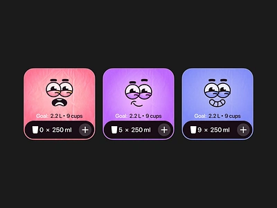 Widget concept for iOS: water balance caps cartoon graphic design illustration ios tamagotchi ui water widget