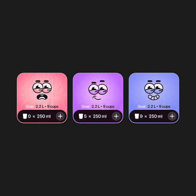 Widget concept for iOS: water balance caps cartoon graphic design illustration ios tamagotchi ui water widget