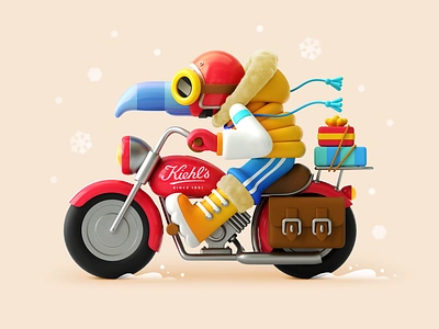 Kiehl's Characters 3d 3dmodel bird character characterdesign christmas drawing festive fun holidaycampaign holidays illustration kiehls playful rat render snow toy