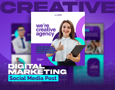 Digital Marketing Agency Social Media Design Pack agency branding creative design digital graphic design illustration marketing media post post design social social media social media marketing social posts