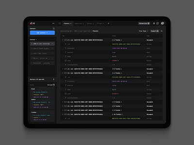 Database Visualisation Web Dashboard for Mongo DB api conceptzilla data data analytics data science data visualization data viz database database product design dataviz design devtool low code no code platform saas ui web web design workflow