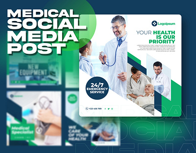 Medial Social Media Post Template branding creative design doctor graphic design hospital illustration marketing media medical medicine post post design social social media social post design