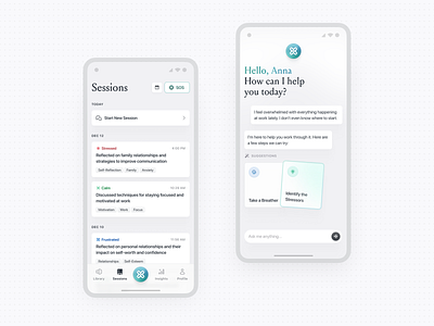 AI Therapy ai card chat mobile app therapy ui ux