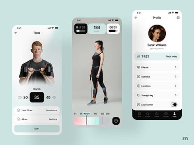 Workout Timer App adobexd clean colors design fitness health new plan popular routine timer ui workout workouttimer