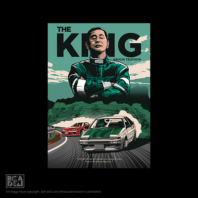 Drift King Keiichi Tsuchiya T-Shirt Design apparel automotive car cars design graphic design illustration merch racing