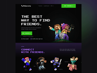 Gaming LFG platform | Minecraft cybersport game interface gamer gamer website design gamers gaming industry gaming ui gaming ux lfg website meet friends micro animations minecraft minecraft website ui animations ui motion design video gaming