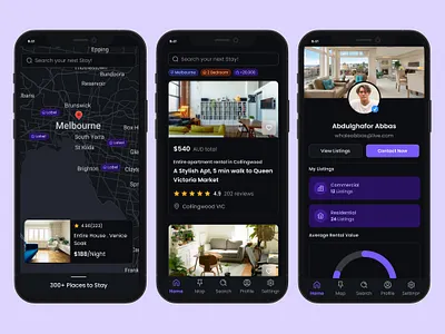 Property Finder application Mobile concept UI UX airbnb app flat listing minimal mobile modern property ui ux website