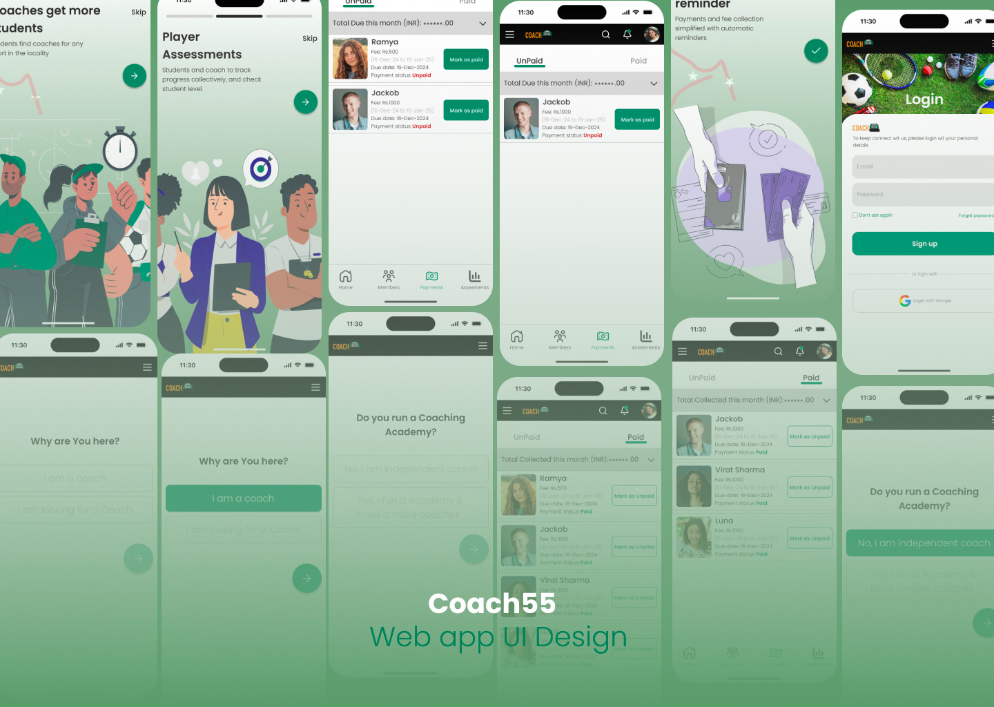 Mobile web app UI Design 3d animation app branding coach coaching design graphic design logo mobile mobile app motion graphics sports ued ui uiux ux web web app