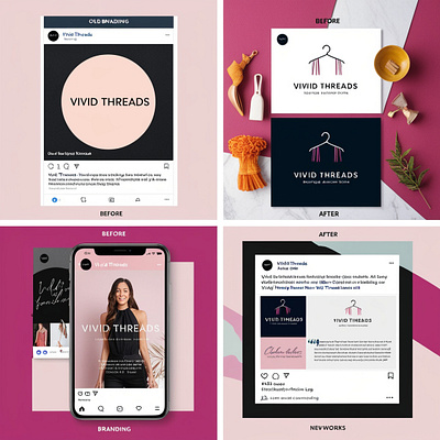 Branding Makeover for Vivid Threads! brand design brand identity brand kit branding branding makeover color palette design inspiration graphic design logo logo refresh modern design rebranding typography visual design vivid threads