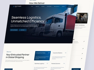 Axis freight Logistics cargo cargo delivery concept delivery design figma landing page shipping transportation ui ui design website website design