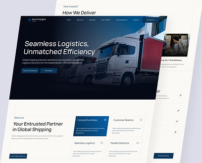 Axis freight Logistics cargo cargo delivery concept delivery design figma landing page shipping transportation ui ui design website website design