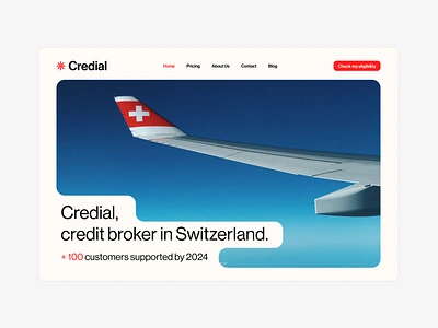 Hero Exploration for Swiss bank bank credit header helvetica hero minimalist plane red sky swiss switzerland ui ui design