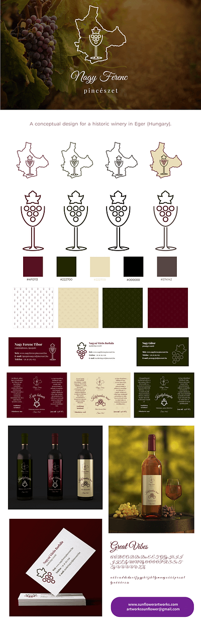 Nagy Ferenc winery (winery branding concept) adobe illustrator adobe photoshop branding business card business card design graphic design logo design packaging design pattern pattern design wine label winery winery branding