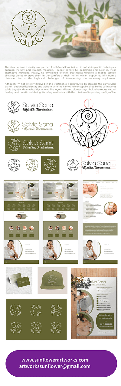 Salvia Sana alternative healing center brand identity alternativ healing business card design chiropractor cupping cupping therapy graphic designer logo design massage ui design ux design uxui