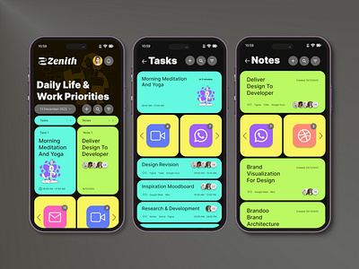 ZENITH - Productivity & Priorities App 3d animation brand identity brand identity design branding design graphic design illustration logo motion graphics ui