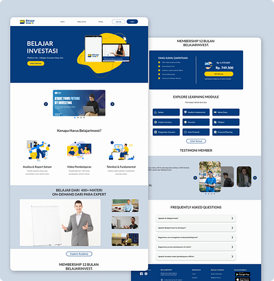BELAJAR INVEST Landing Page app branding design illustration minimal ui ux