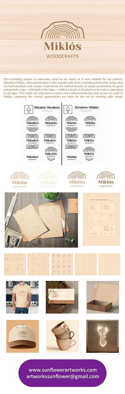 Miklós Woodcrafts brand identity invoice design logos pattern pattern design template woodcraft woodcraft logo woodworking workwear design