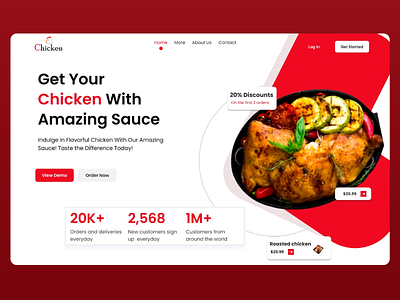 Chicken: Landing page for restaurant branding chicken chicken restaurant design food delivery food website landing page landing page design landing page ui online ordering online shopping ordering restaurant marketing restaurant website ui ui design ux ux design web design website layout