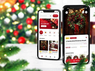 🎄 Holiday eCommerce App Concept aliexpress app design b2b b2c cart christmas design christmas tree christmas web design christmas wreath e commerce ecommerce app market marketplace new year online store promo shop shopping tree ui design