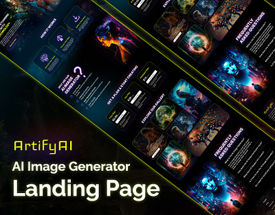 ArtifyAI: Creative AI Image Generator Landing Page ai ai image generator landing page ai landing page figma image generator landing page design ui uiux user interface website design