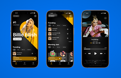 UI • Music App • Trending UI design graphic design mobile music typography ui ux