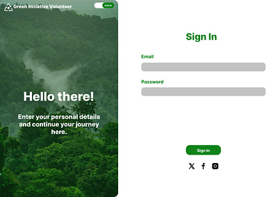 Volunteer Sign In Page design green product design sign in ui volunteer