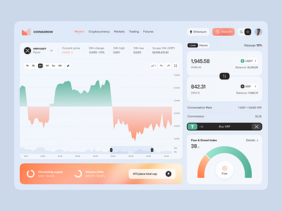 CoinsGrow crypto dashboard analytics crypto dashboard design graphic design interface product ui ux web