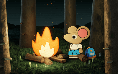 Campfire Scene 3d blender clay design