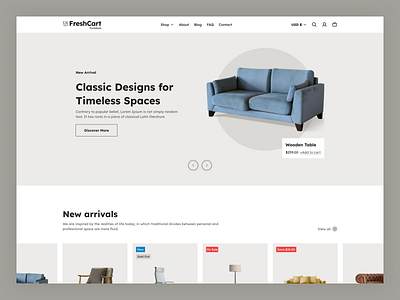 🌿 Freshcart Furniture UI Concept 🛋️ clean ecommerce figma freshcart homepage minimal modern store front ui website