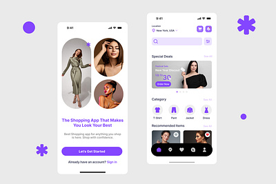 Women shopping app interface branding graphic design ui user interface