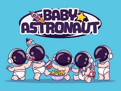 Baby Astronaut👶🏻🧑🏻‍🚀🚀 activity astronaut baby boy branding cartoon charater cute doodle flat flyer icon illustration kids logo rocket sketch space star