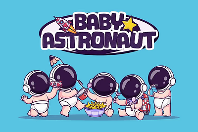 Baby Astronaut👶🏻🧑🏻‍🚀🚀 activity astronaut baby boy branding cartoon charater cute doodle flat flyer icon illustration kids logo rocket sketch space star