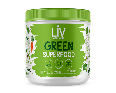 Green Superfood bottle label design label design packaging design product packaging superfood supplement supplement label design vegan vegetarian