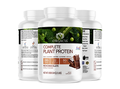 Complete Plant Protein label design packaging plant protein powder product packaging protein powder supplement label design vegan vegetarian