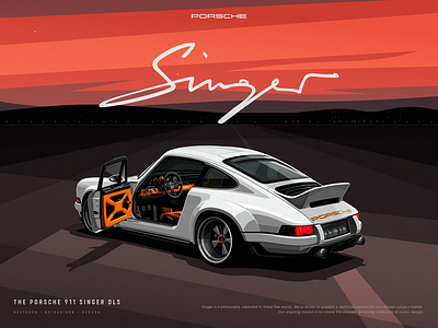 The Porsche Singer DLS bucket clean design dls flat illustration landscape porsche slick vector