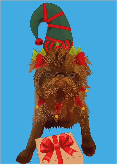 Proshka art brusselsgriffon christmas christmasdog christmasillustration christmasportrait christmasspirit cuteanimals cutedog digital art digitalart dog dogillustration festiveart holidayart illustration petart portrait santahelper vector