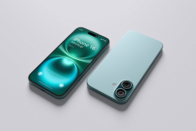 iPhone 16 (Teal) Mockup Bundle Set mock