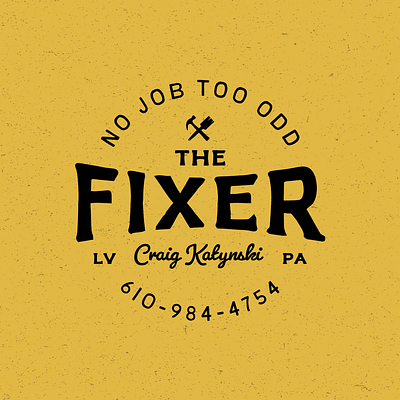 Logo Design - Handyman black and yellow branding business card fixer grit handyman industrial logo design maintenance tools vintage