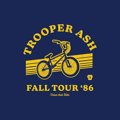 T-Shirt - Bicycle Safety 1986 bicycle bike bike safety blue and yellow logo design pennsylvania southeastern pa trooper tshirt design typography vintage