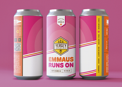 Beer Can Label Design - Emmaus Runs On beer beer can beer can label blonde ale coffee craft beer donuts dunkin label design pennsylvania pink design vector