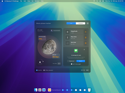 Moon Phase Tracker Component 🌙 component design interstellar lunar system minimal moon moon phase product product design star starship ui ux