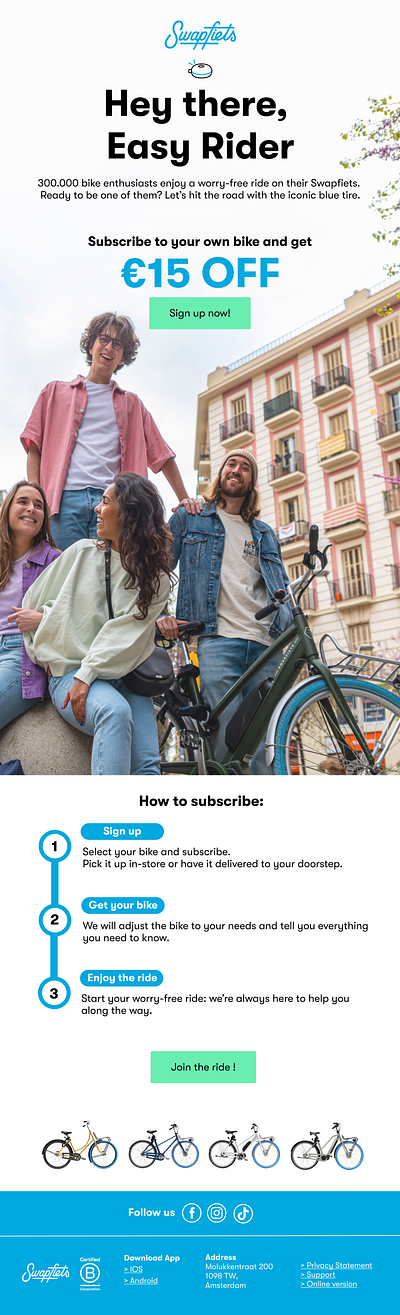 Swapfiets Offer Email bike customer journey discount marketing