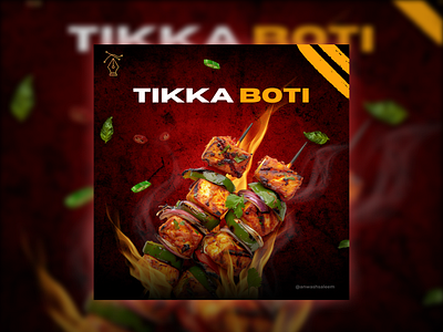 Fiery Tikka Boti Poster – Spice Up Your Grill! branding graphic design