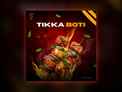 Fiery Tikka Boti Poster – Spice Up Your Grill! branding graphic design