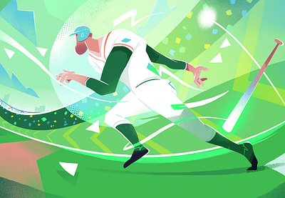 ⚾! action art direction baseball drawing illustration movement pitch sport stadium styleframe