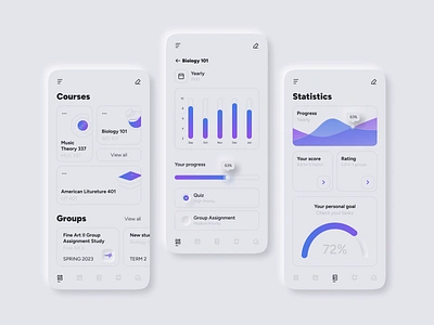 Educational Courses Mobile App app concept education graphics mobile morphism ui
