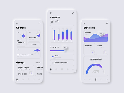 Educational Courses Mobile App app concept education graphics mobile morphism ui