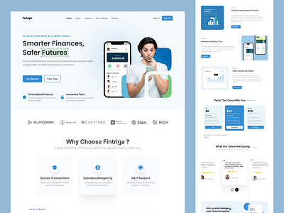 Fintriga Website UI/UX Design banking apps design banking website business website figma ui ux figma website design fintech website fintech website design mockup design modern website responsive website saas saas website design ui designer website mockup website template