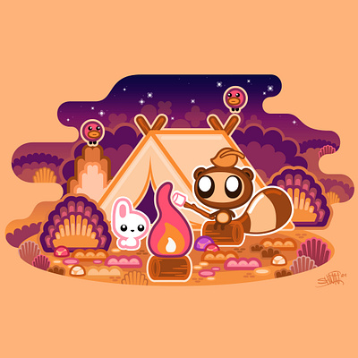 Camp Tanooki 2d app branding camping design graphic design illustration illustrator logo ui vector