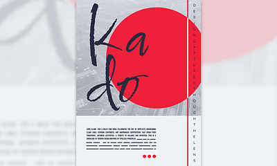 KADO - Japanese-inspired Digital Poster abstract poster blue fennec studio bold design clean lines contemporary art cover design design aesthetics design studio graphic art graphic design illustration japanese inspired minimal design red red and grey simpliciy typography art